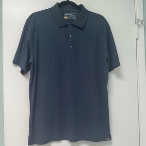 Eddie Bauer short sleeve collar. Navy Blue Medium